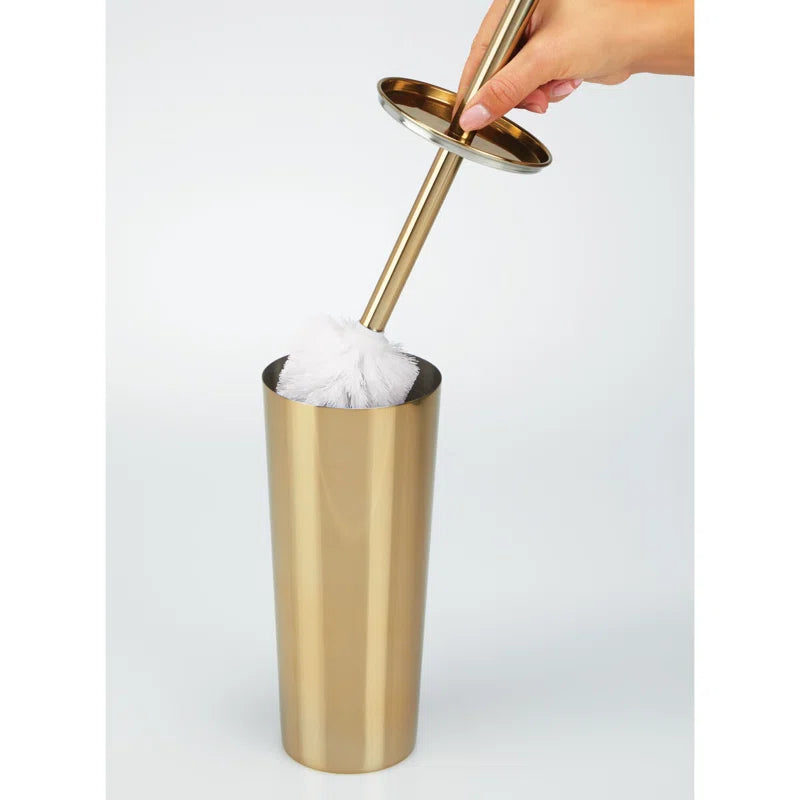 iDesign Patton Stainless Steel Toilet Brush and Canister - Soft Brass