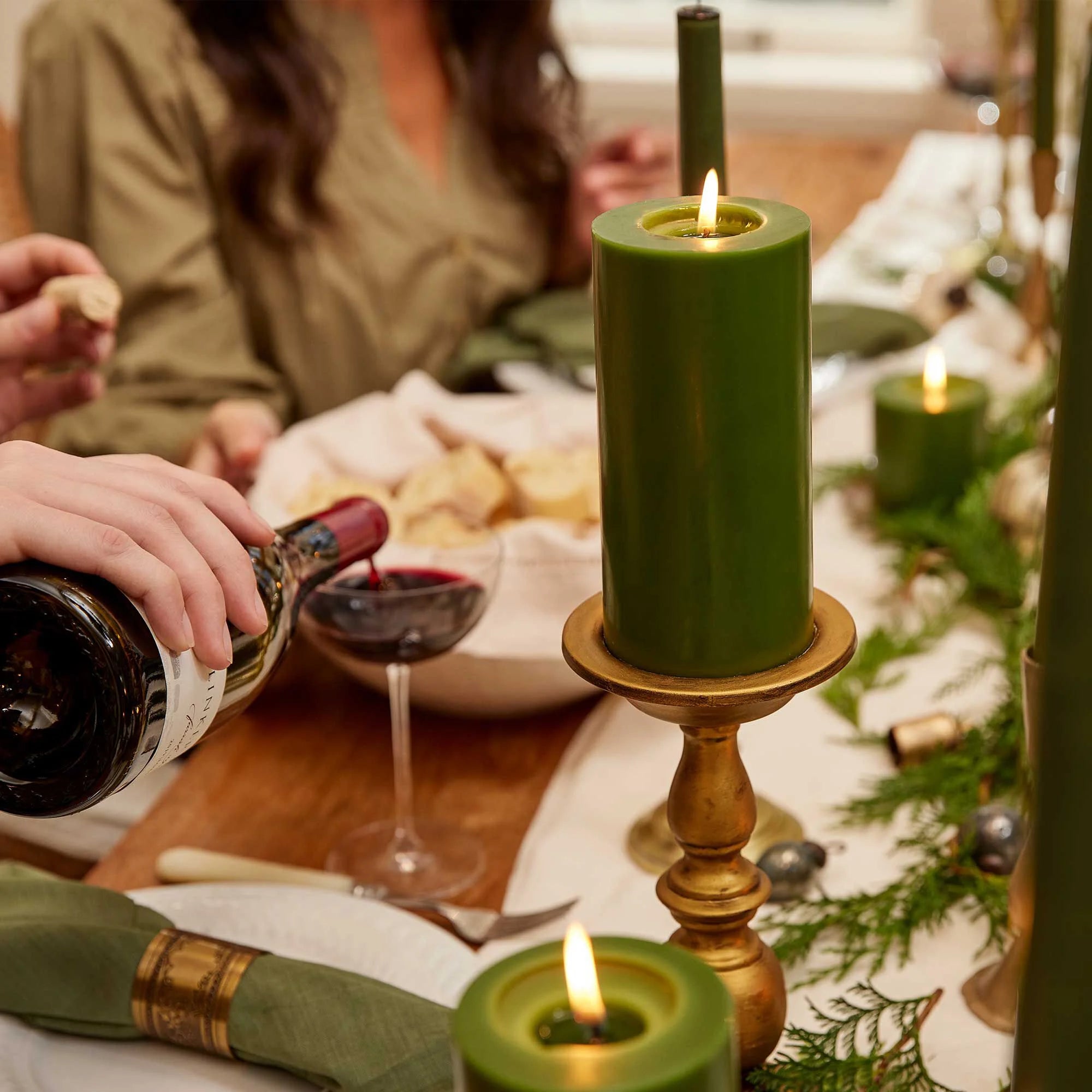 Thymes Frasier Fir Pillar Candle – 3" x 6"