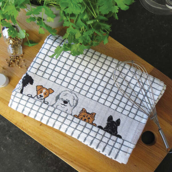 Samuel Lamont Poli Dri 100% Cotton Dish Towel – Dogs – Pack of 2