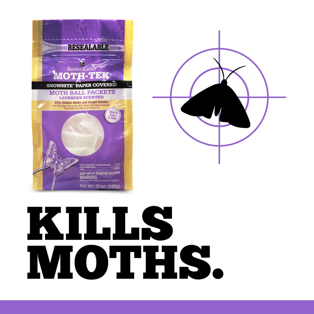 Reefer-Galler Moth-Tek Snowhite Paper Covered Moth Ball Packets - Lavender Scented - 12oz Bag