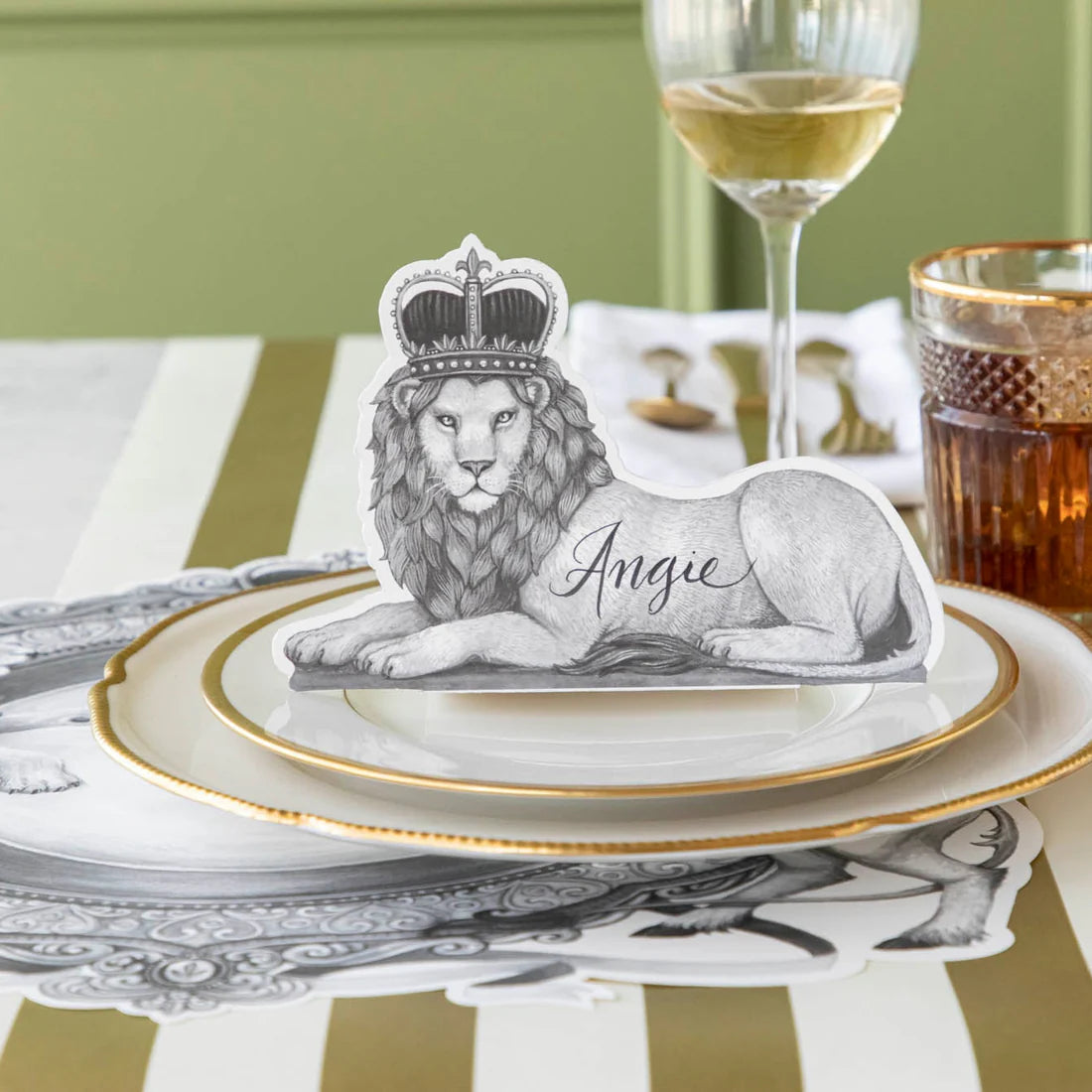 Hester & Cook Place Cards – Regal Lion - Set of 12