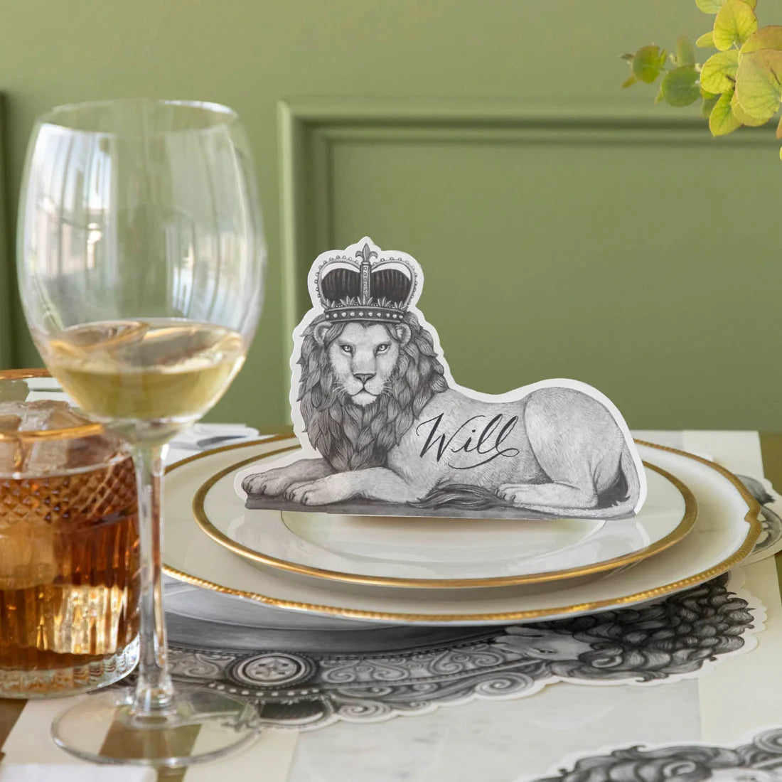 Hester & Cook Place Cards – Regal Lion - Set of 12