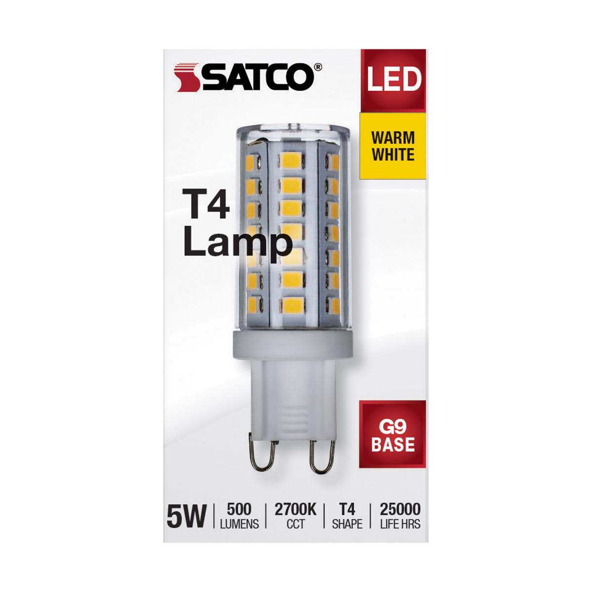 Satco LED 40W Equivalent G9 Double Loop Halogen Replacement Light Bulb - 5w Dimmable – Clear – Warm White – 2700K