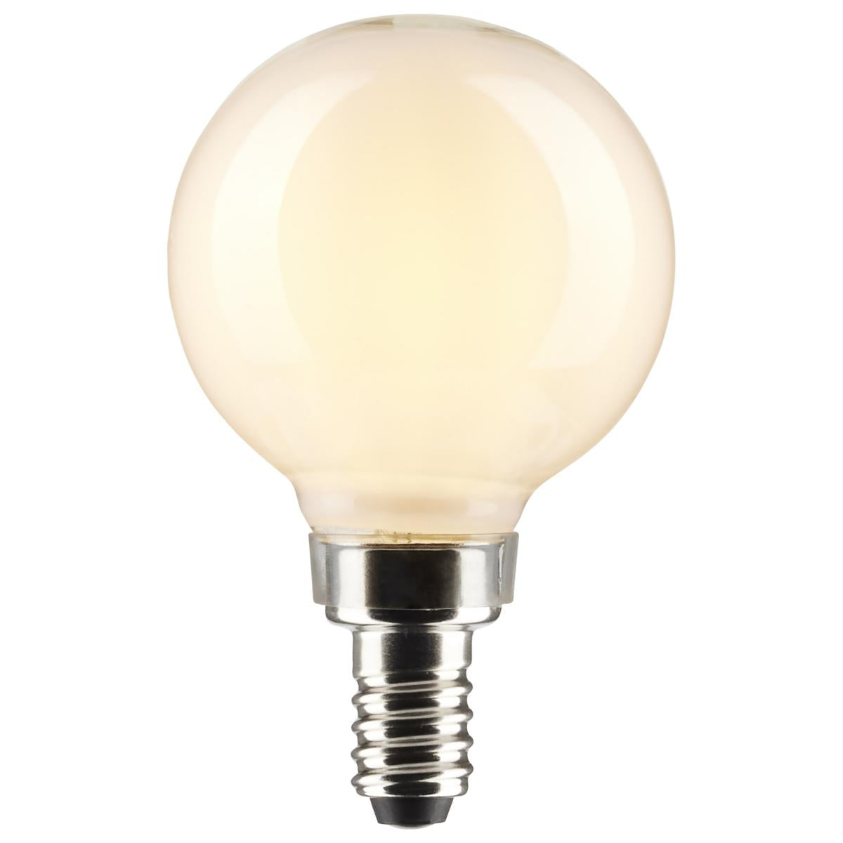 Bombilla LED Satco tipo globo G16.5 – 4.5W – Equivalente a 40W – Base E12 – Blanco Cálido – 2700K