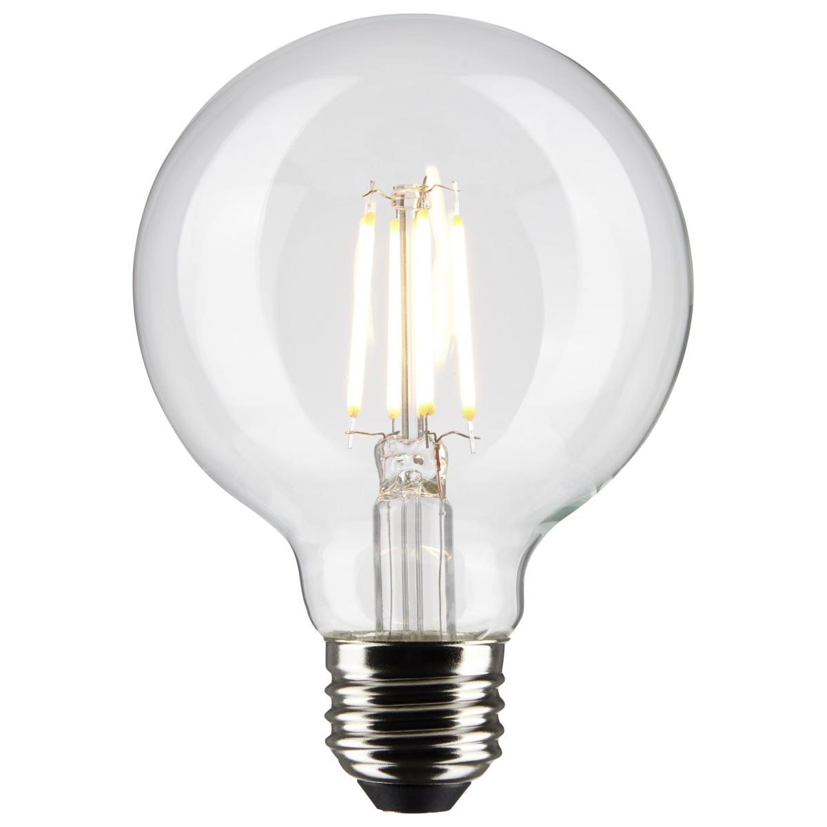 Bombilla LED tipo globo G25 Satco – 6W – Equivalente a 60W – Base E26 – Transparente – 2700K