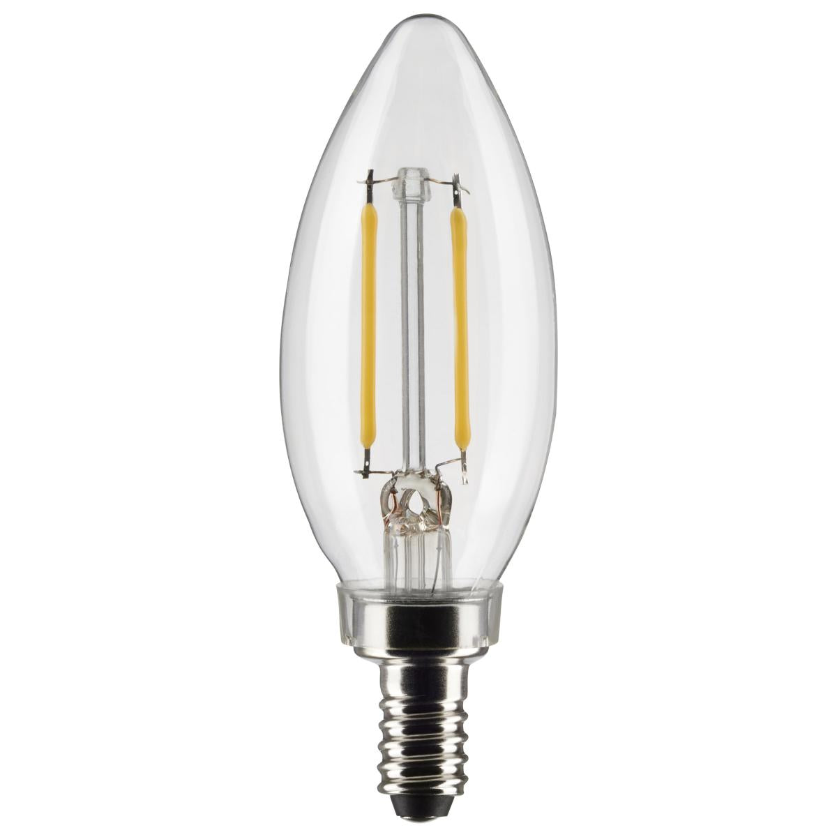 Satco LED 25W Equivalent Clear Torpedo Bulb – 3W – E12 Candelabra Base – 2700K