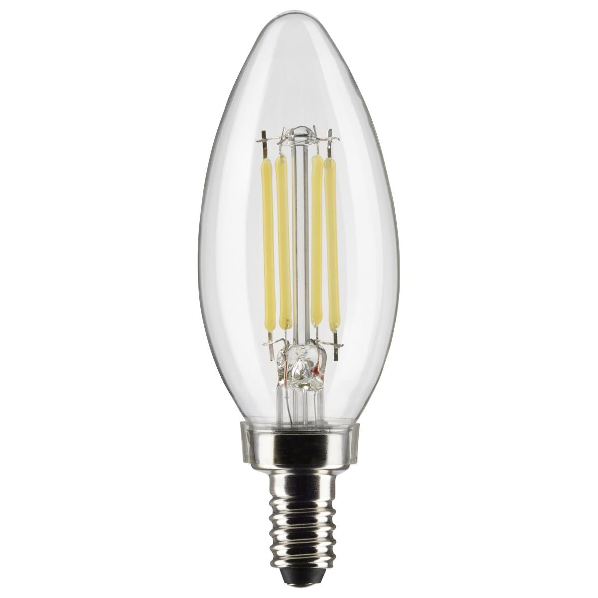 Satco LED 40W Equivalent Clear Torpedo Bulb – 4W – E12 Candelabra Base – 2700K