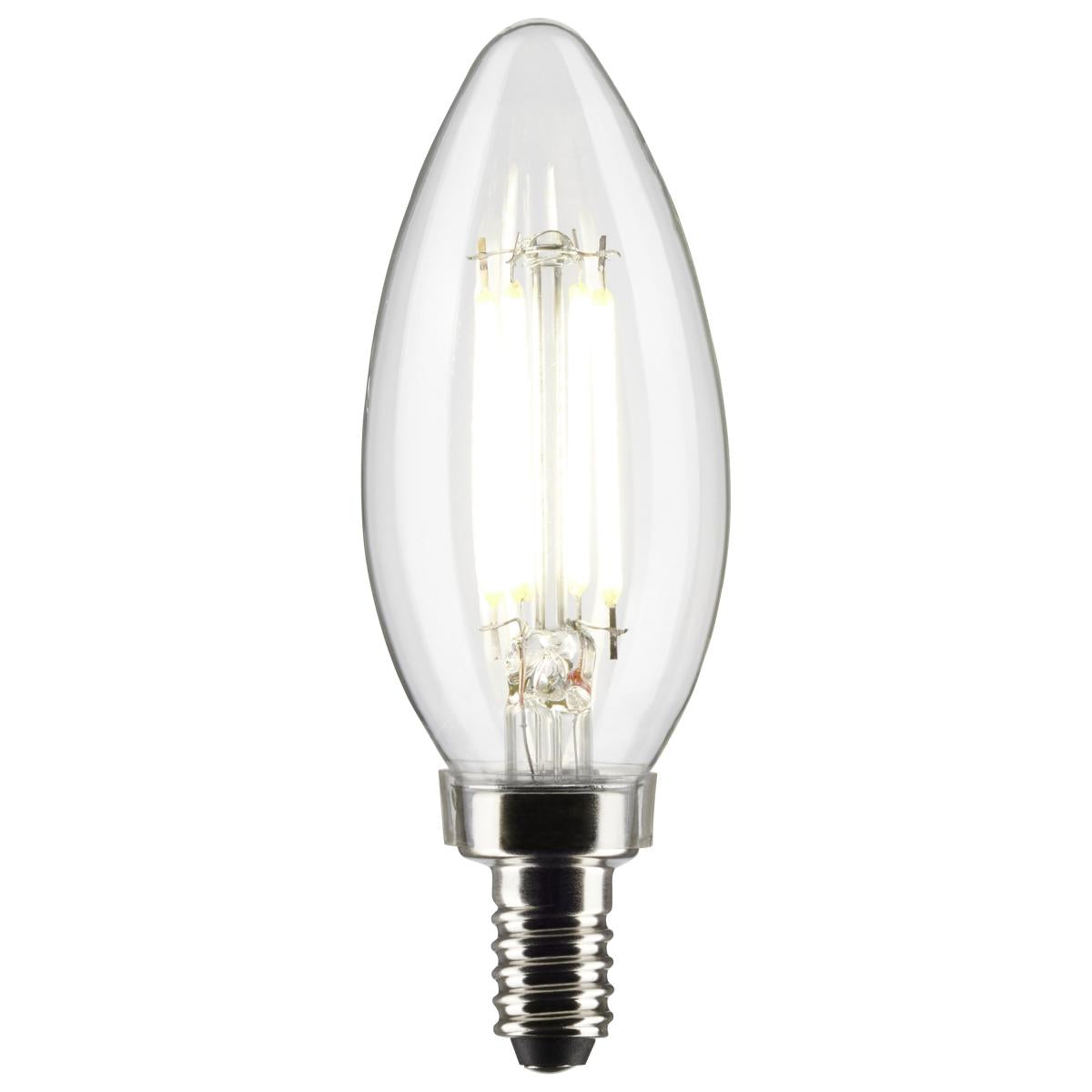 Satco LED 40W Equivalent Clear Torpedo Bulb – 4W – E12 Candelabra Base – 2700K