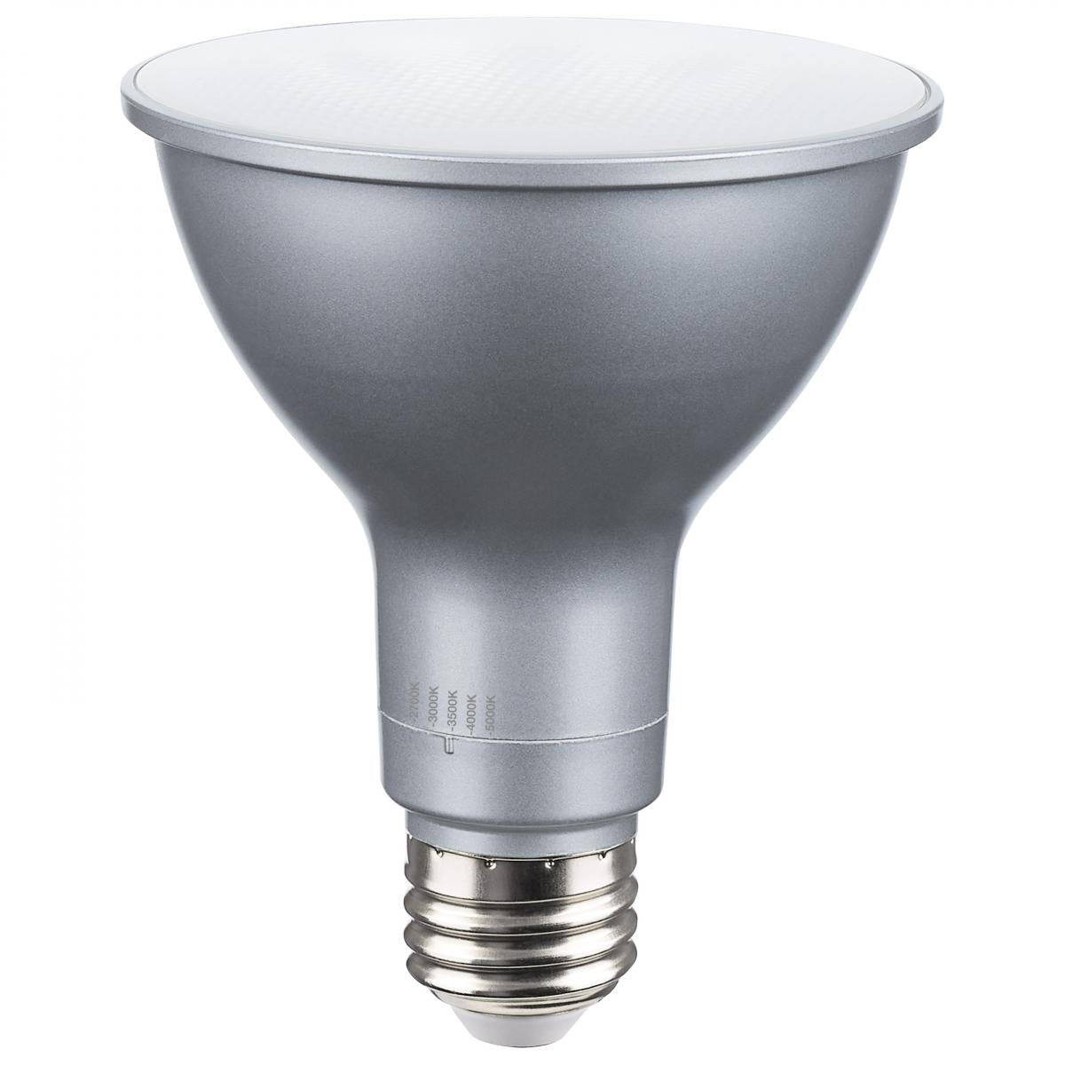 Bombilla LED PAR30LN de Satco con color seleccionable – 15W – Equivalente a 100W – Base E26 – Regulable