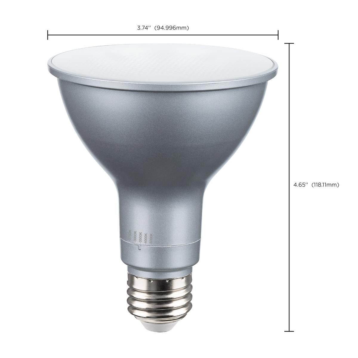 Bombilla LED PAR30LN de Satco con color seleccionable – 15W – Equivalente a 100W – Base E26 – Regulable