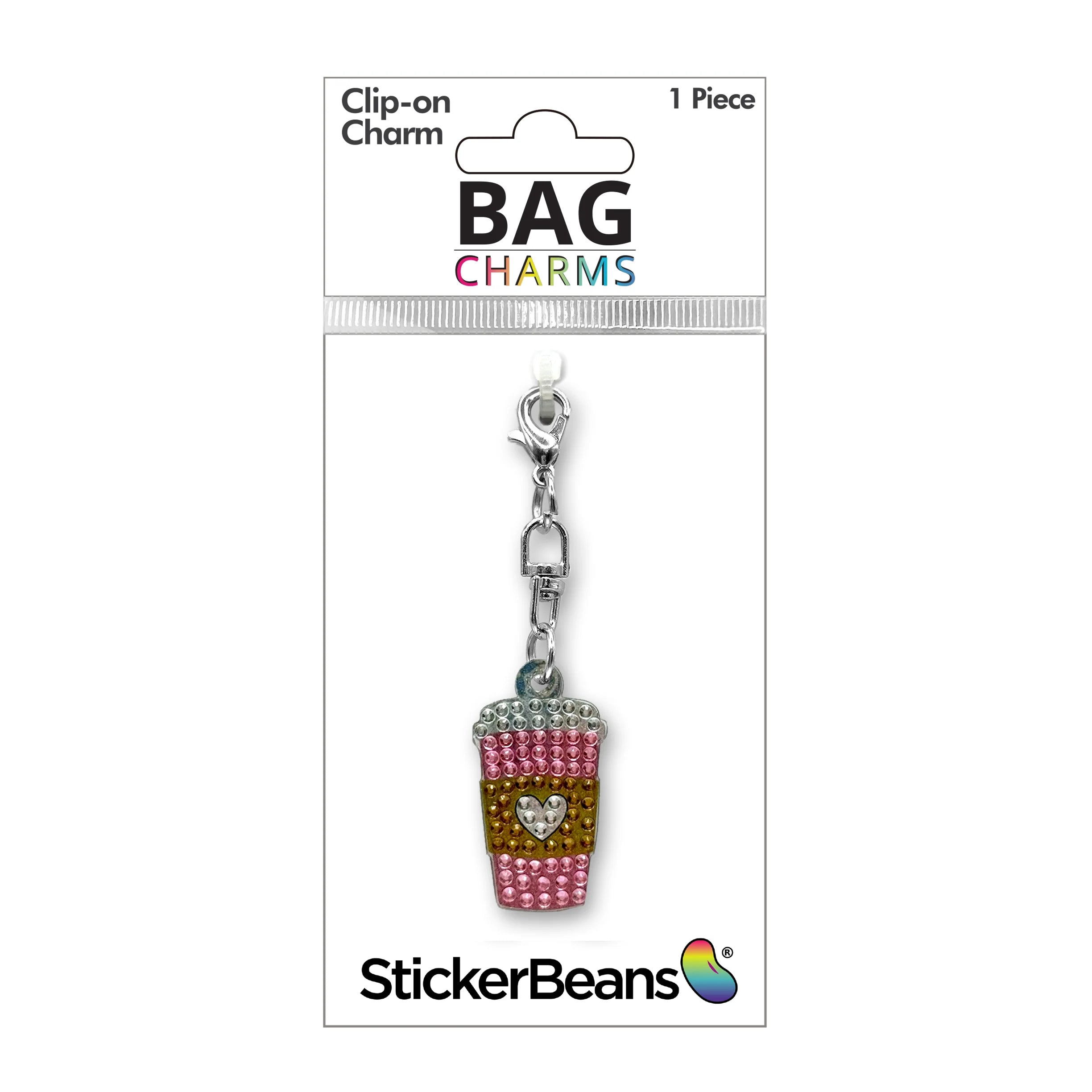 StickerBeans Clip on Sparkling Rhinestone Charms – Pink Latte
