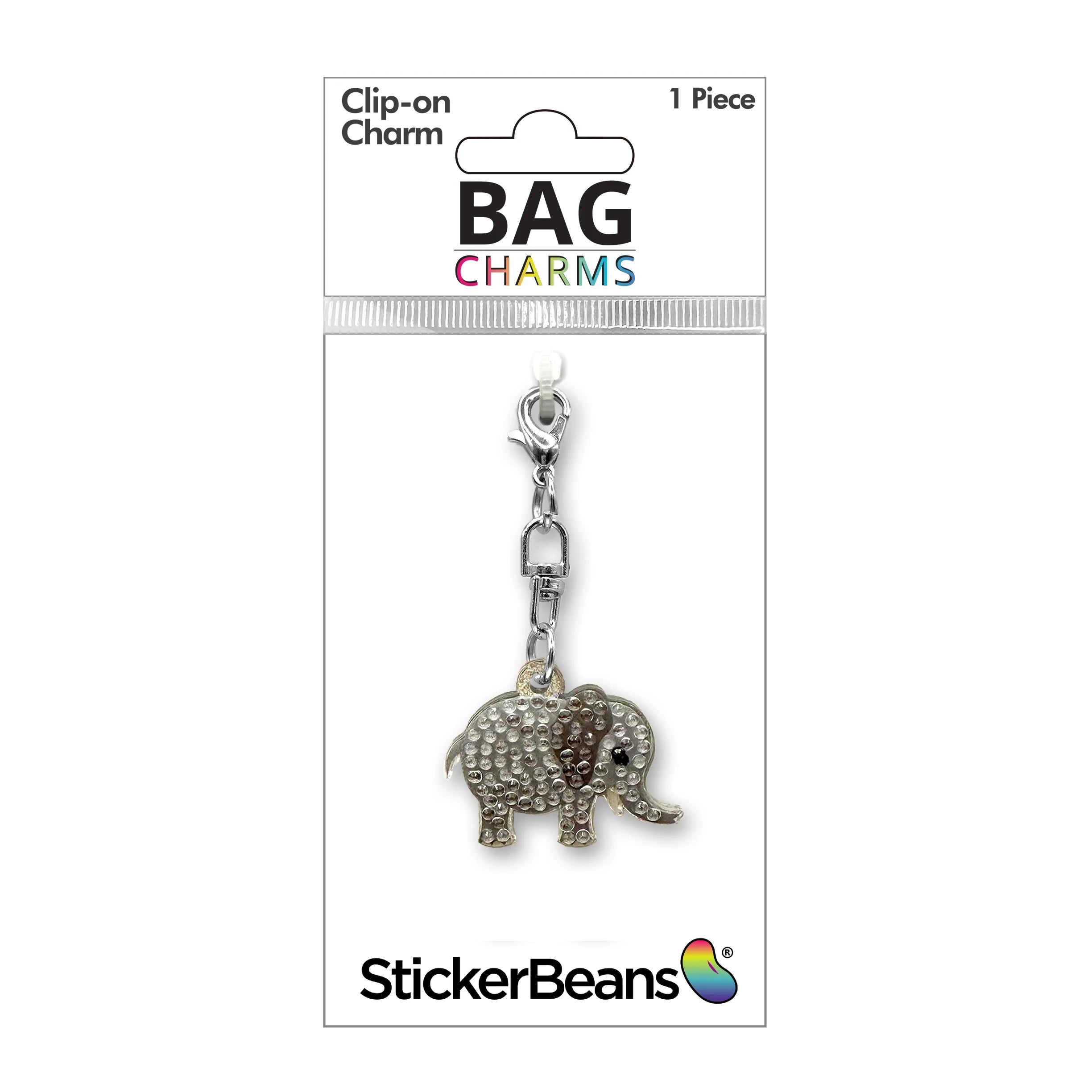 StickerBeans Clip on Sparkling Rhinestone Charms – Elephant