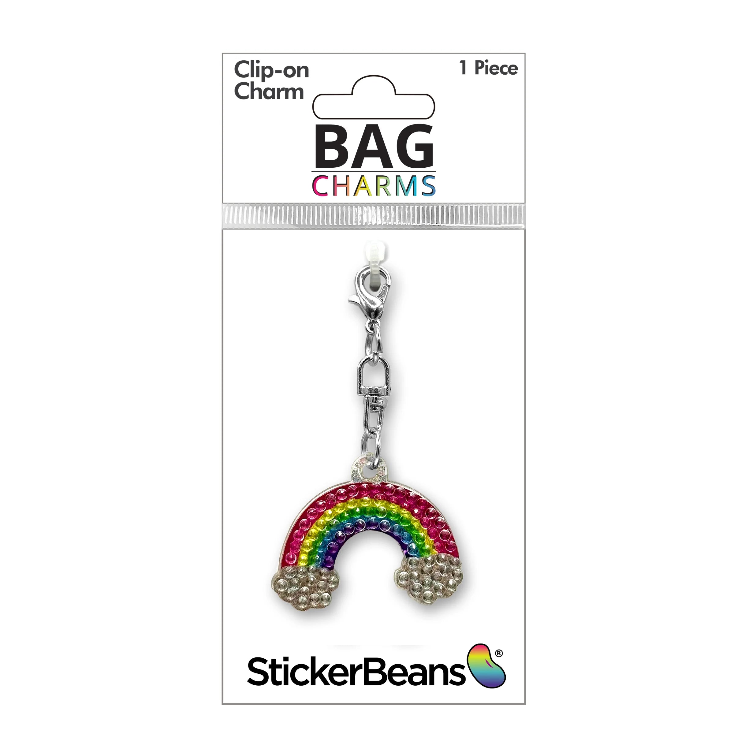 StickerBeans Clip on Sparkling Rhinestone Charms – Rainbow