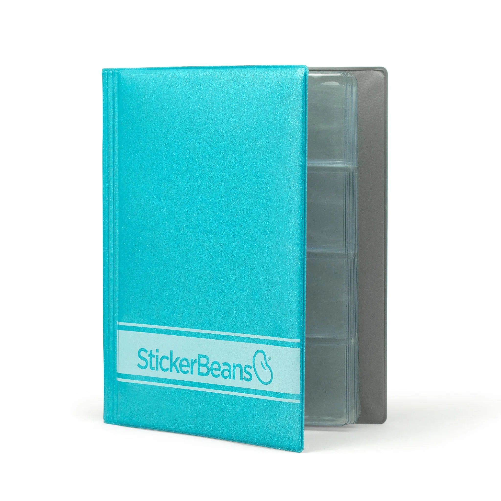 StickerBeans Collector's Book β Turquoise Glitter β 12 Pages With 144 Slots