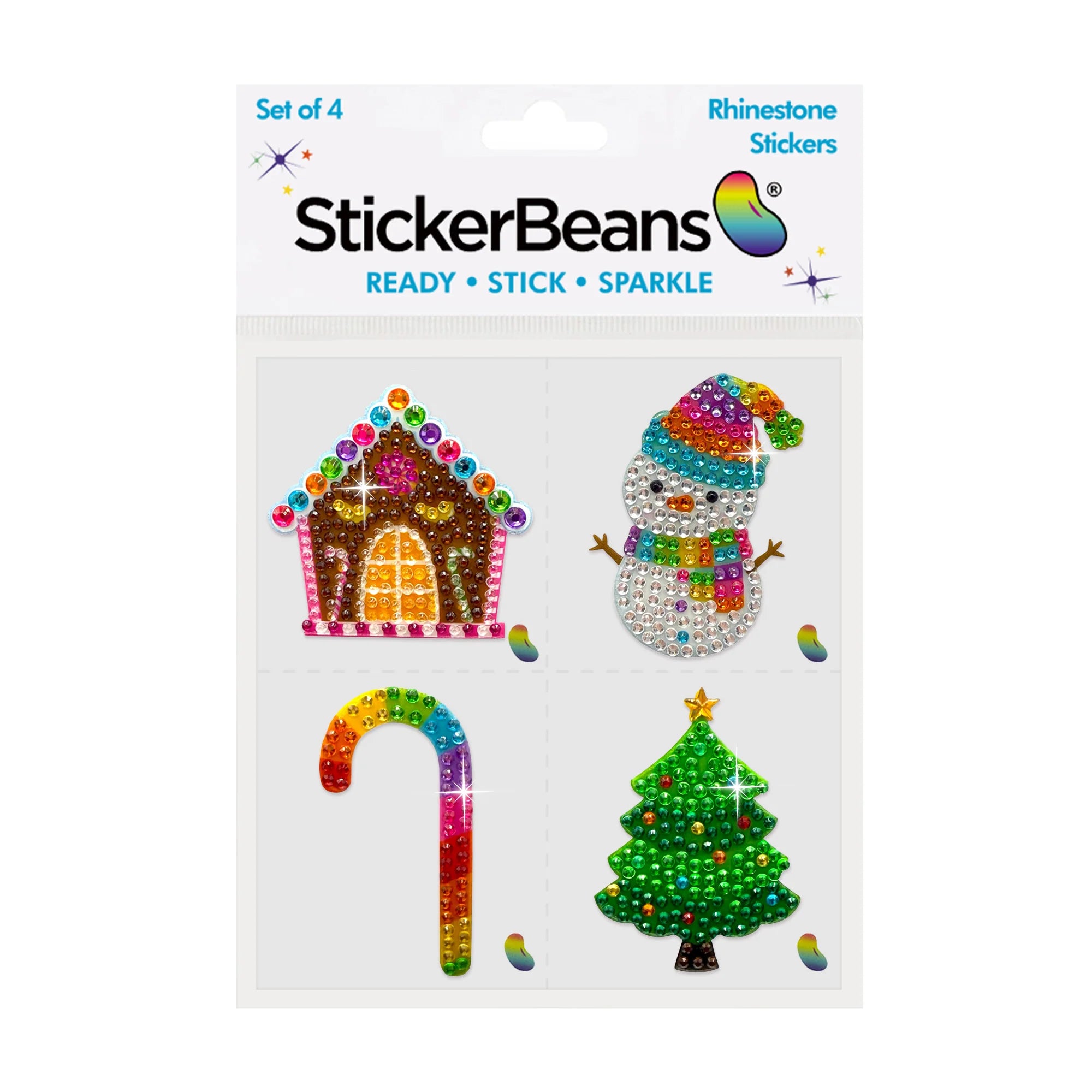 StickerBeans Holiday Sparkle Stickers -2" – Pack of 4