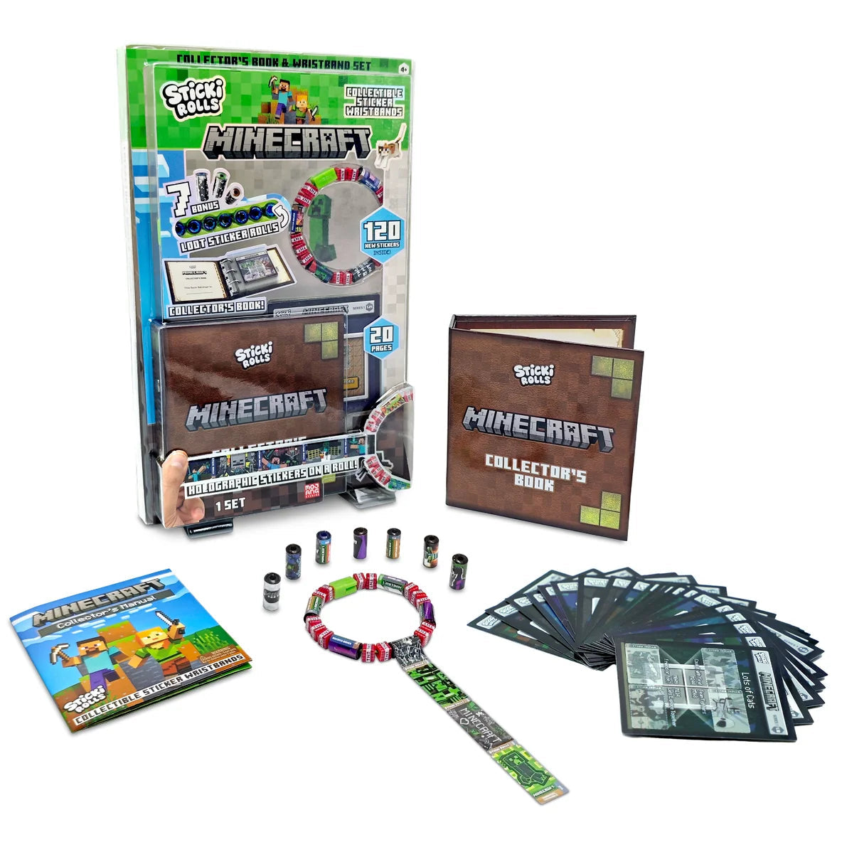 Sticki Rolls Minecraft Collectors Book and Wristband Sticker Craft Set