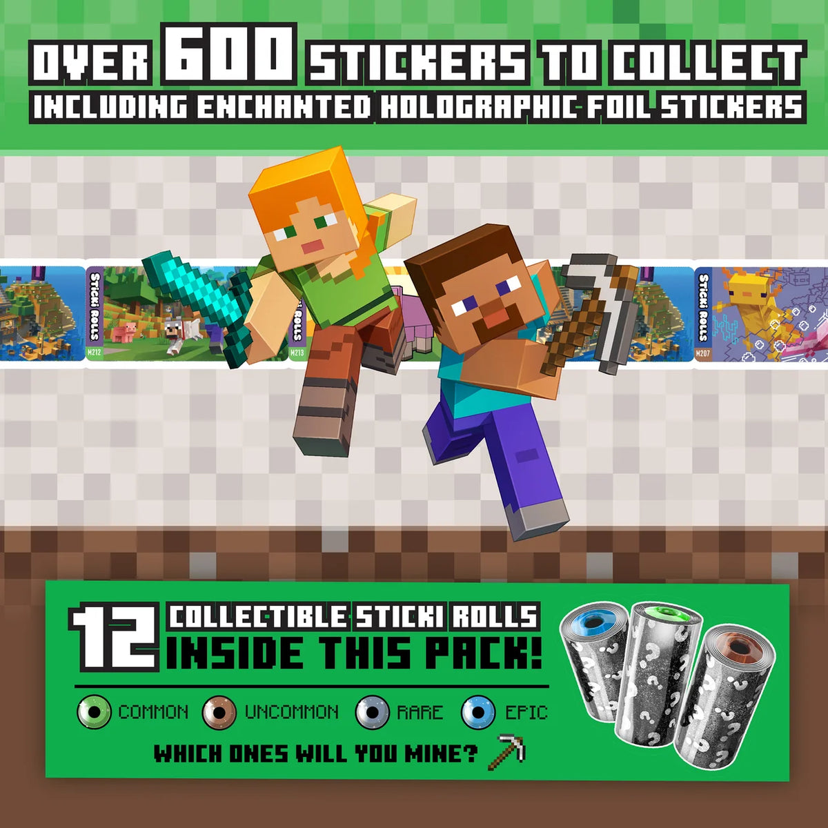 Sticki Rolls Minecraft Collectors Book and Wristband Sticker Craft Set