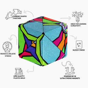 Shashibo Shape Shifting Fidget Cube with 36 Rare Earth Magnets – Stained Glass