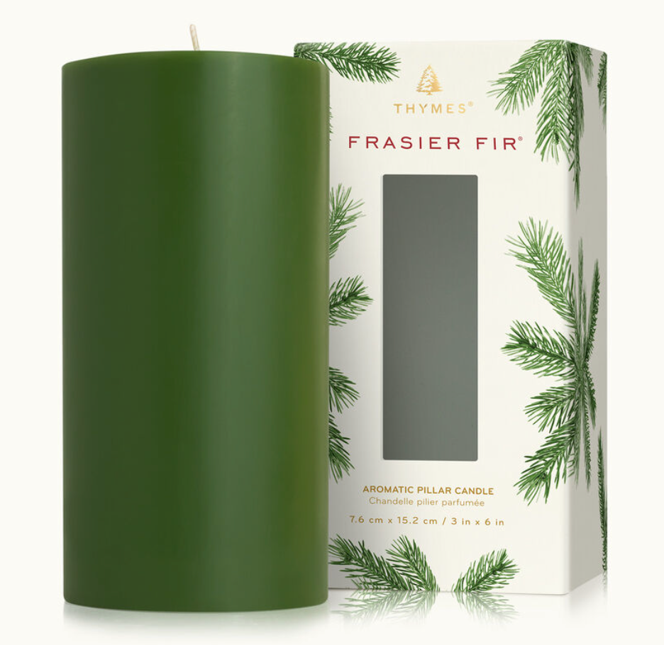 Thymes Frasier Fir Pillar Candle – 3" x 6"