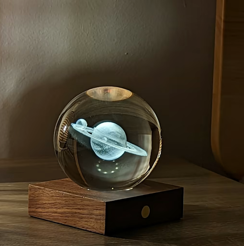 Gingko Designs Amber Crystal Light Paper Weight – Saturn