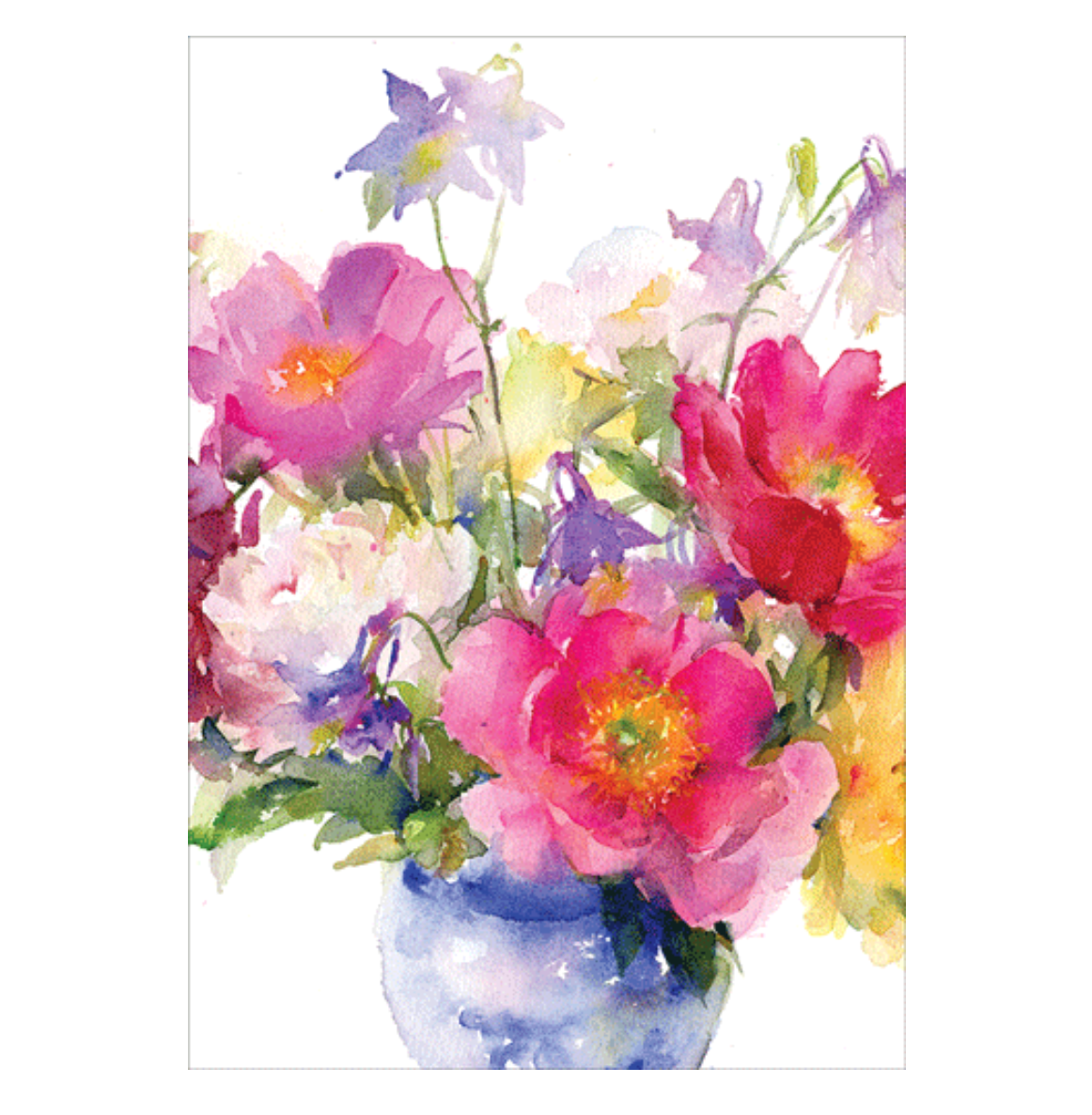 Caspari Bouquet In Vase Get Well Card – 1 Card & 1 Envelope