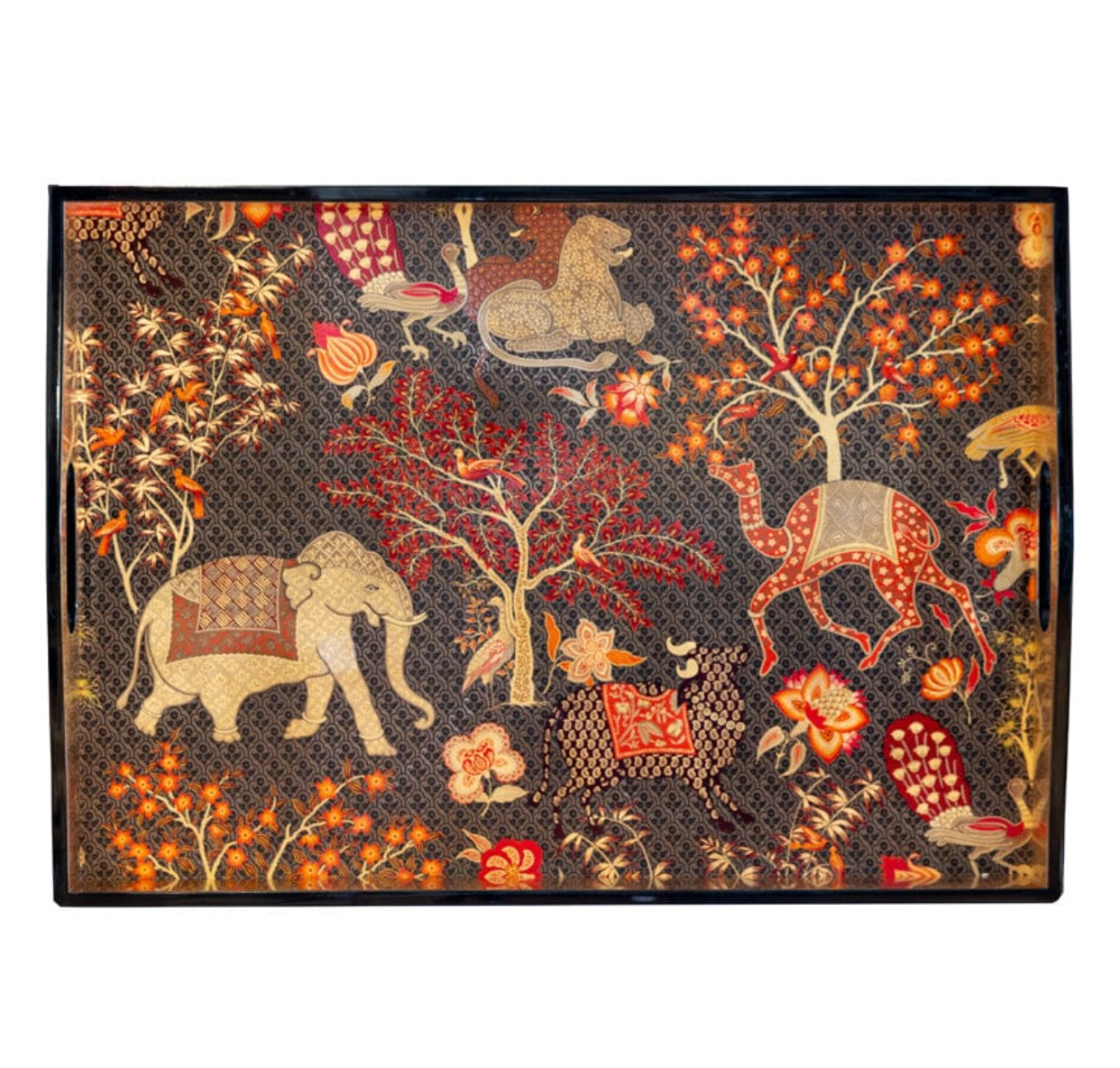 Caspari Le Jardin De Mysore Lacquer Rectangle Tray – 15” x 21”