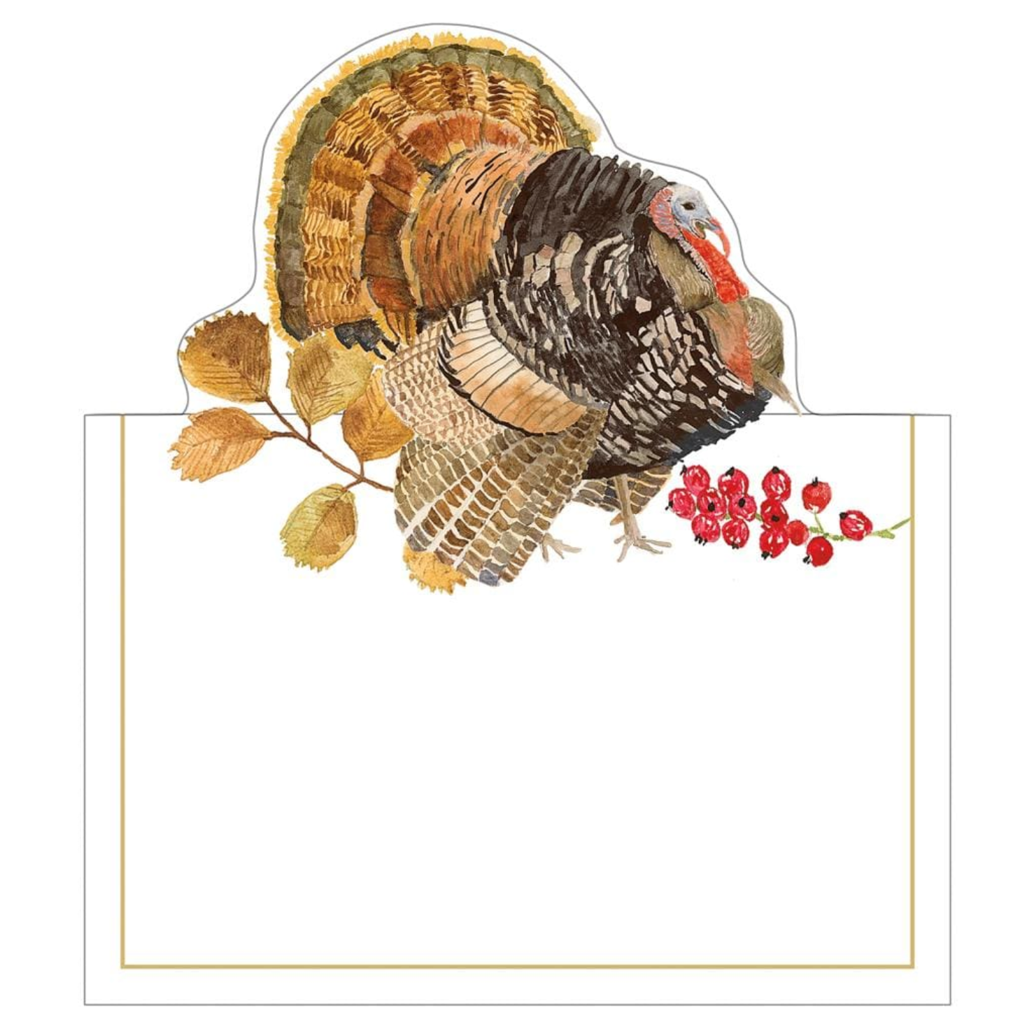 Caspari Woodland Turkey Die-Cut Place Cards - 8pk