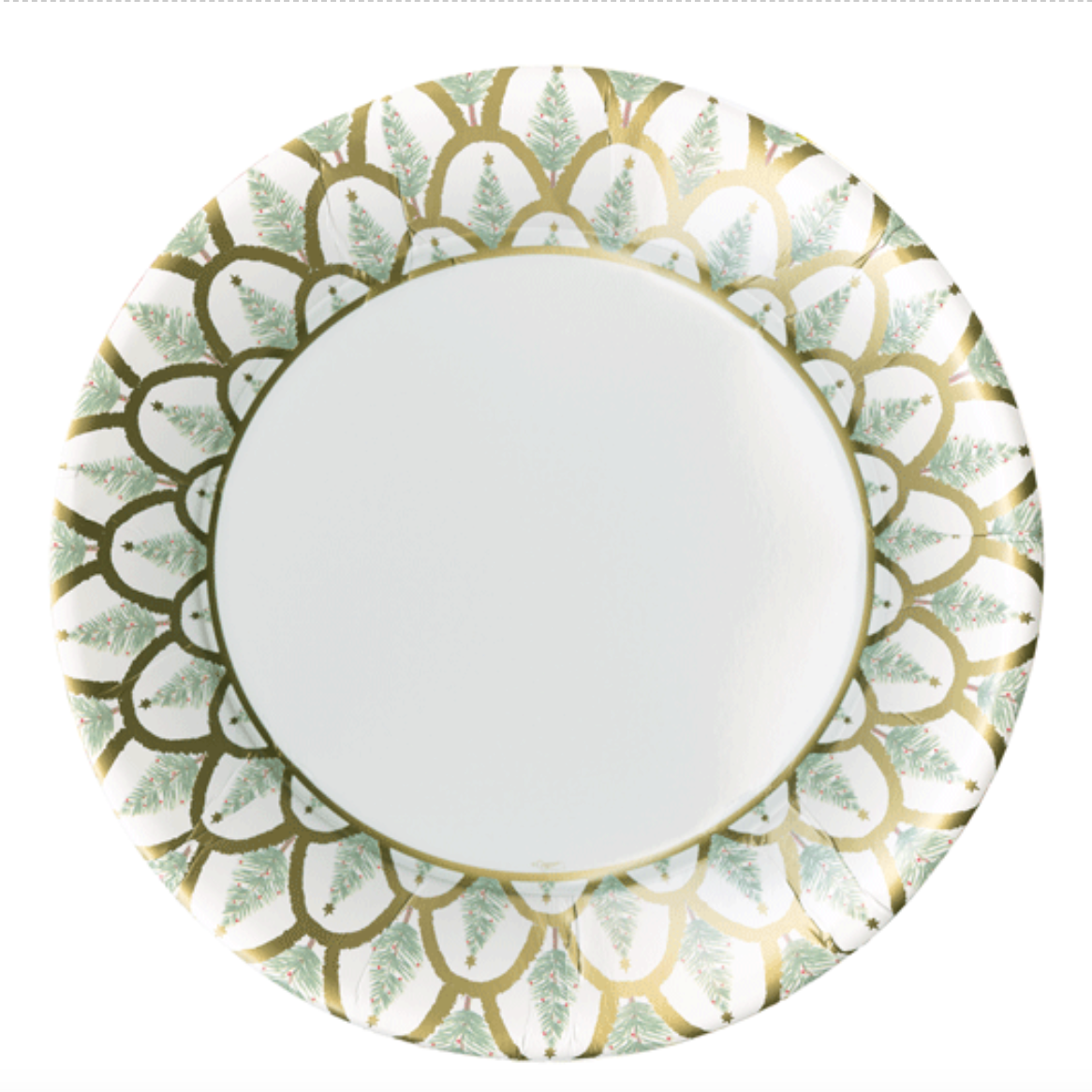 Caspari Deco Christmas Gold Round Paper Salad & Dessert Plates - 8pk
