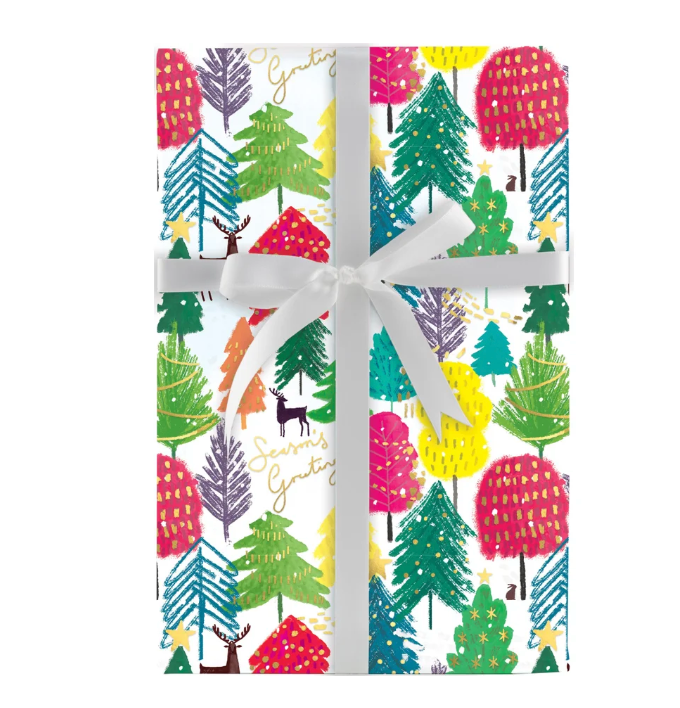 Bold Bright-Trees Christmas Gift Wrap Roll - 30" x 10' Roll – Local Delivery Only