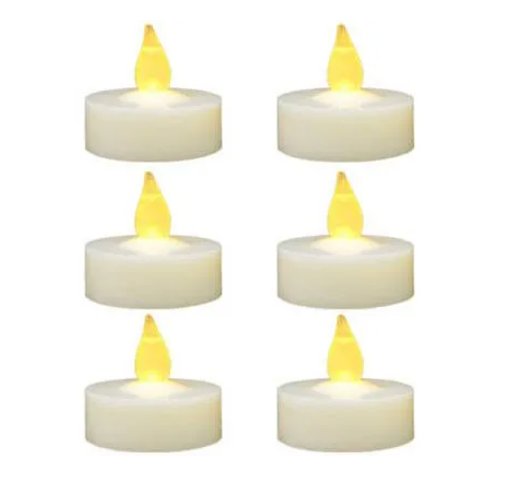 Battery Operated LED Flameless Flickering Tea-lights – 6pk