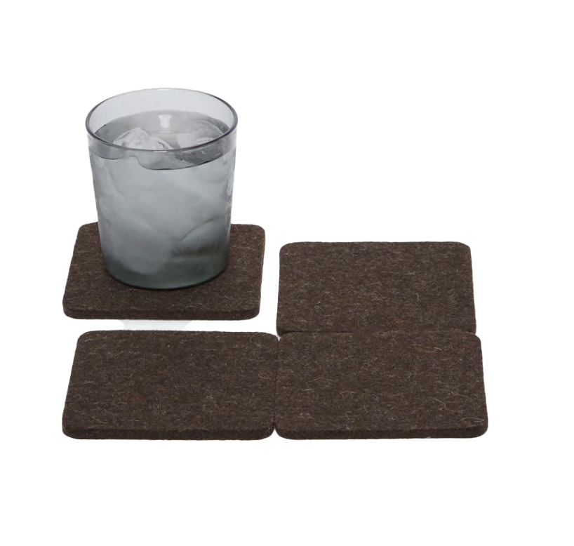 Graf Lantz Bierfilzl Merino Wool Square Felt Coaster – Chocolate – 4pk