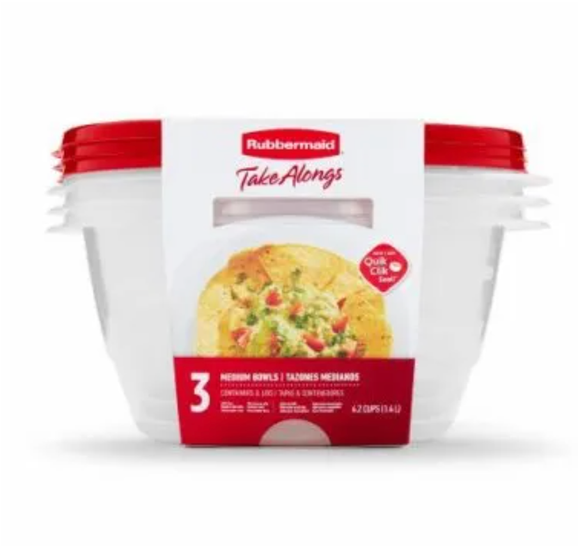 Rubbermaid TakeAlongs Pine 4 Cup Rectangles Containers, 3-Pack