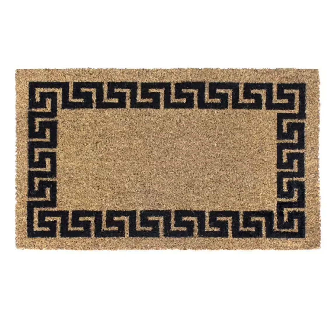 Greek Key Coir Vinyl Backed Door Mat – 18" x 30"