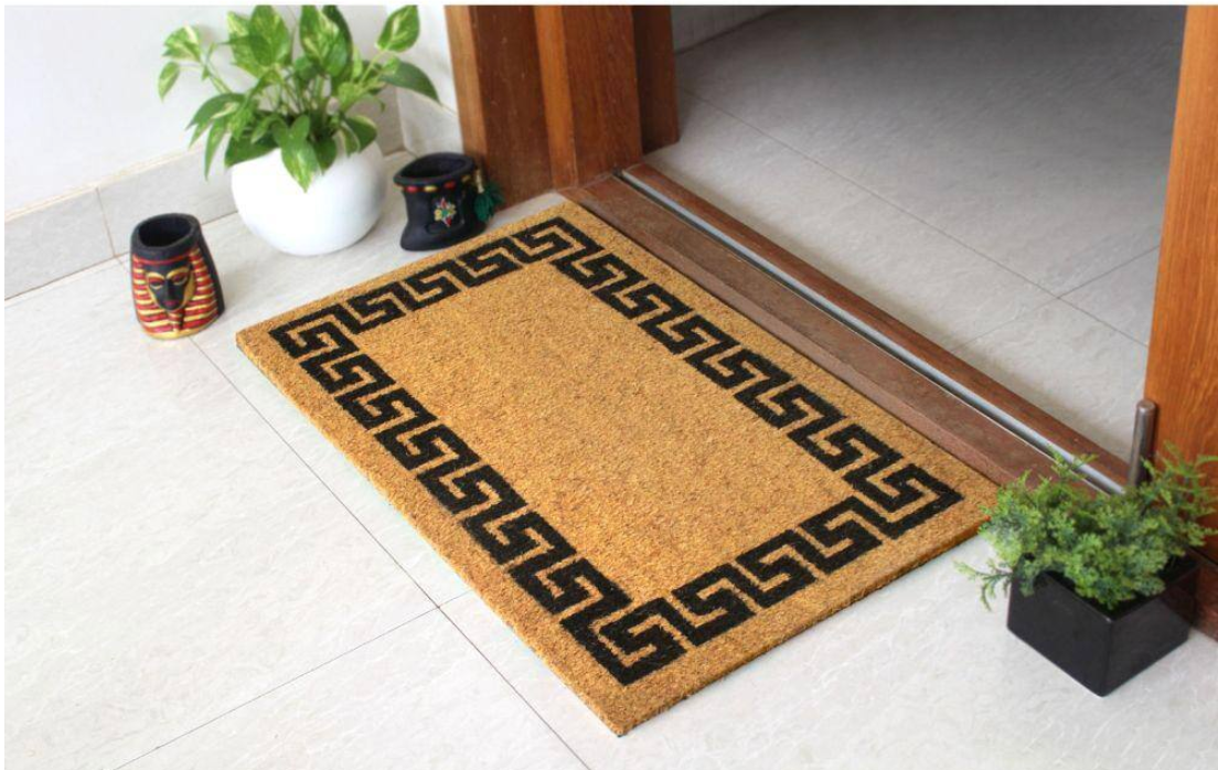 Greek Key Coir Vinyl Backed Door Mat – 18" x 30"