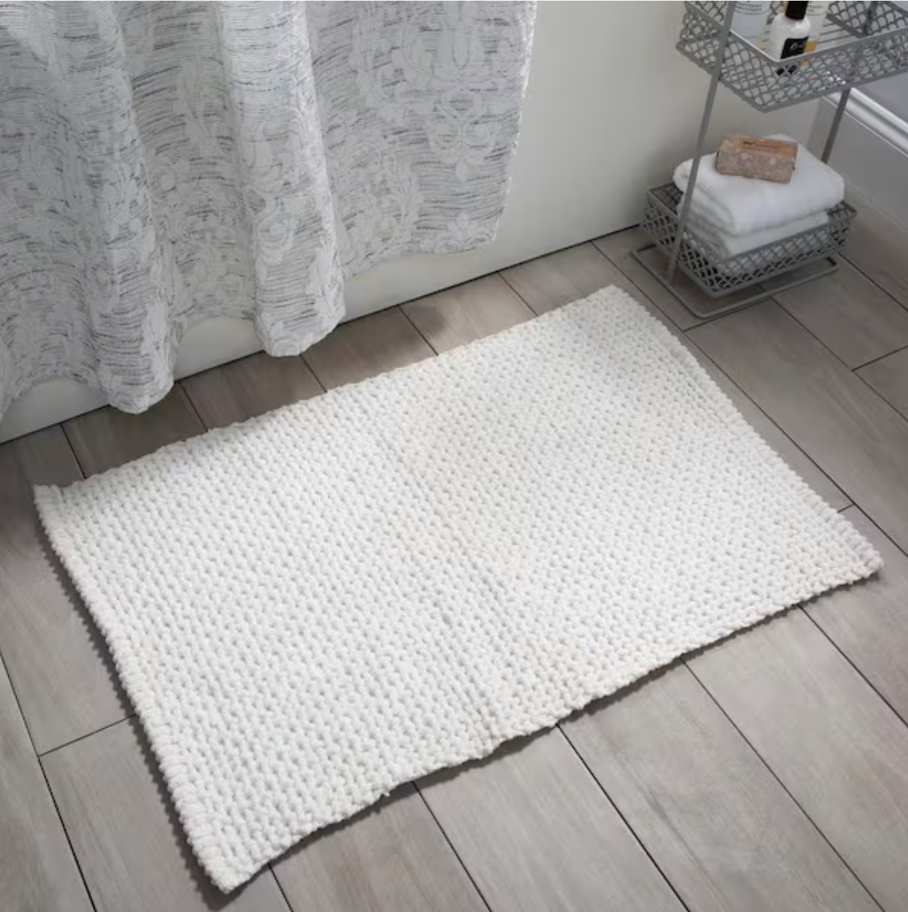 Moda Interlink Cotton Bath Rug - 20" x 32" – White