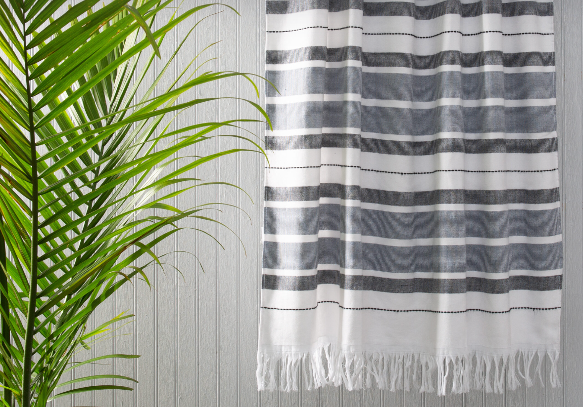 Antalya Beach Towel With Fringe – Grey – 35" x 70"