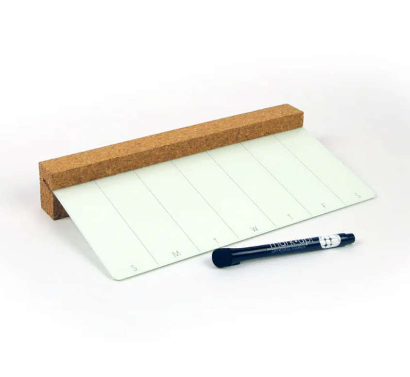Pizarra borrable en seco de escritorio semanal ancha Glassencorque - 15,24 cm x 30,48 cm