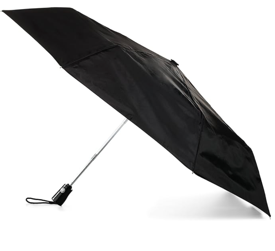 Totes Large One-Touch Auto Open + Close Umbrella – Black