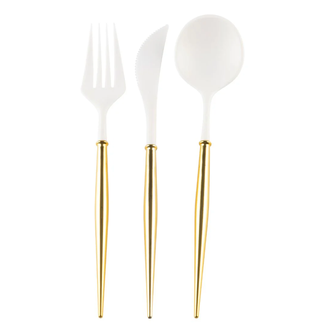 Sophistiplate Bella Assorted Plastic Cutlery – Gold & White – 24pc – Service for 8