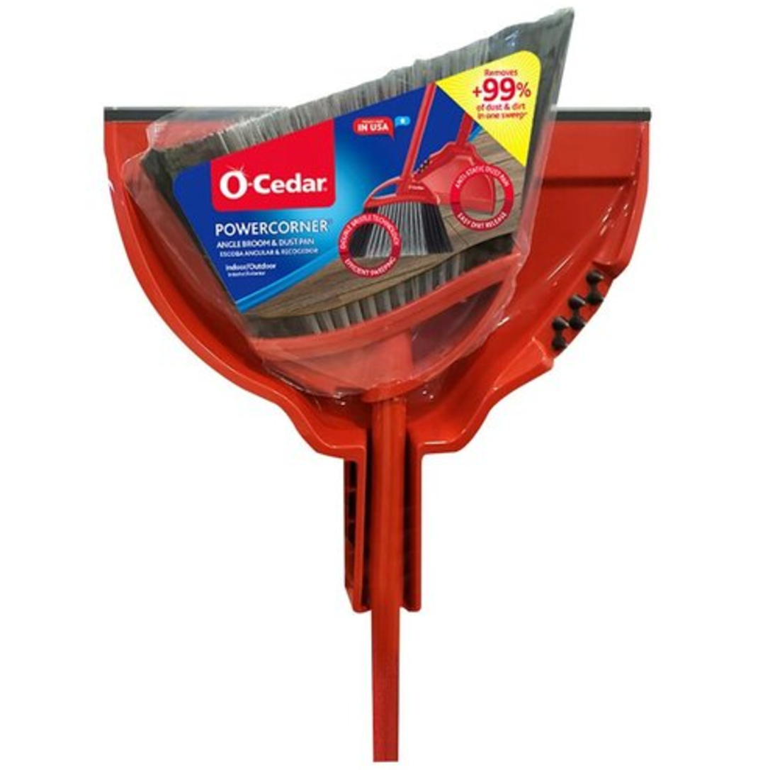 O-Cedar PowerCorner Angle Broom with Dust Pan – 12 in Sweep Face – 55" - LOCAL UPPER EAST SIDE DELIVERY ONLY