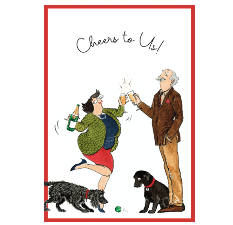 Caspari Cheers To Us Anniversary Card – 1 Card & 1 Envelope