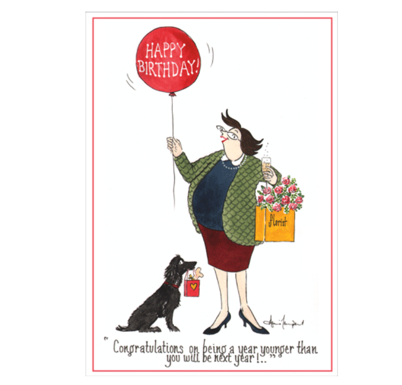 Caspari A Year Younger Birthday Card – 1 Card & 1 Envelope