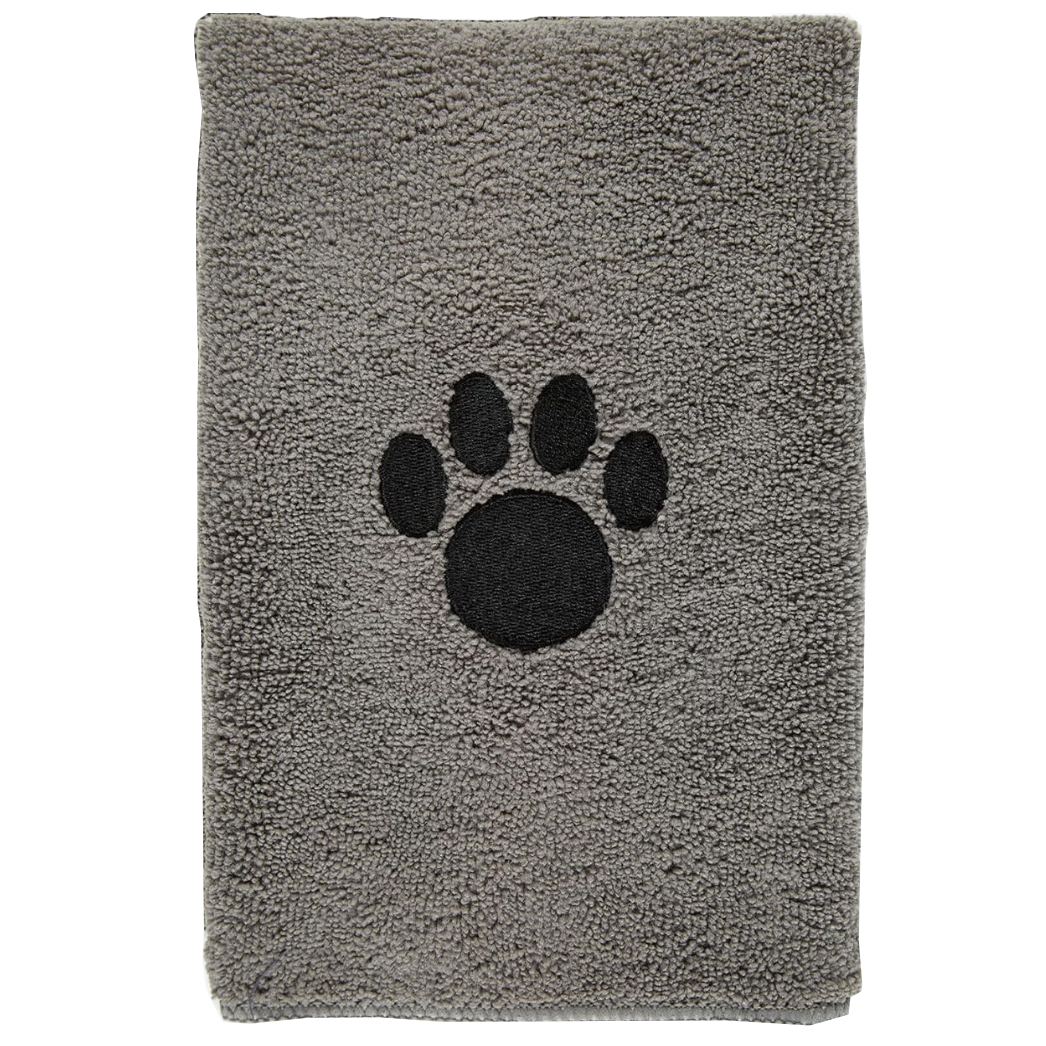 Bone Dry Pet Grooming Towel Embroidered Absorbent Microfiber – 15" x 30" Gray