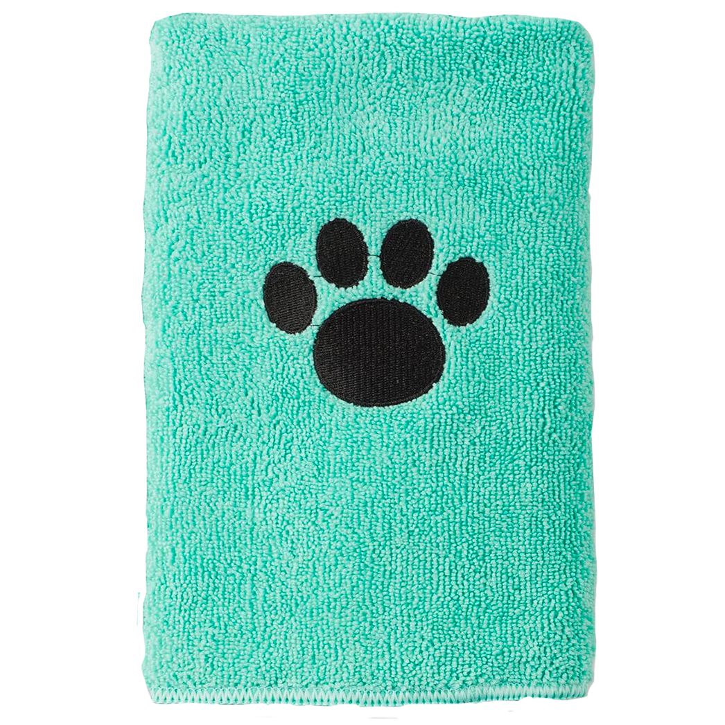 Bone Dry Pet Grooming Towel Embroidered Absorbent Microfiber – 15" x 30" Aqua