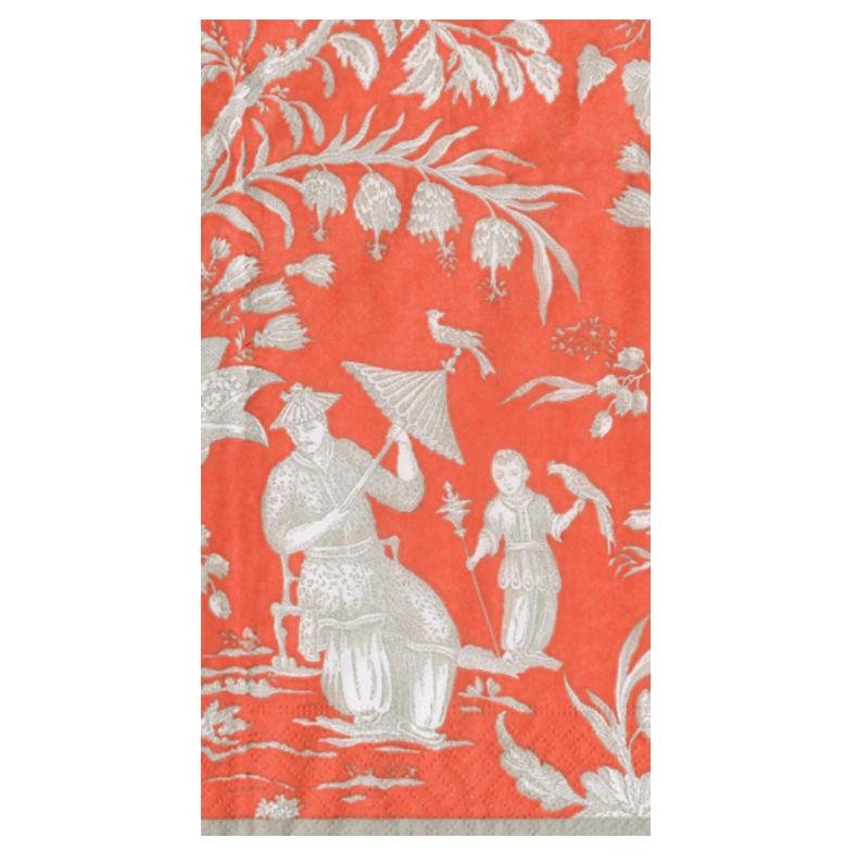 Caspari Silk Road Toile Mandarin Paper Guest Towel Napkins - 15 Pk