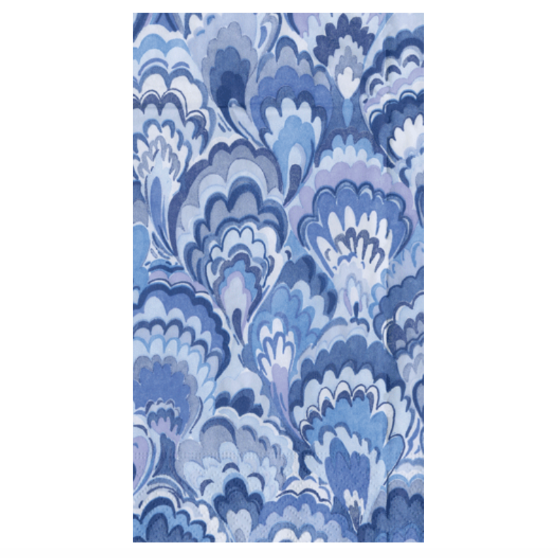 Caspari Marbled Ceramica Indigo Paper Guest Towel Napkins - 15 Pk