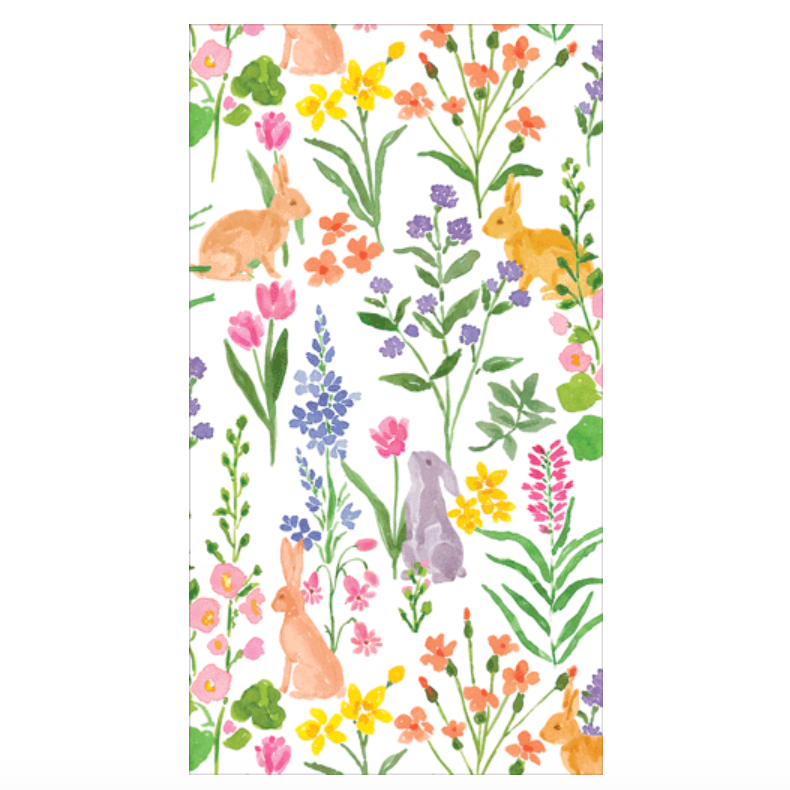 Caspari Bunny Field Paper Guest Towel Napkins - 15 Pk