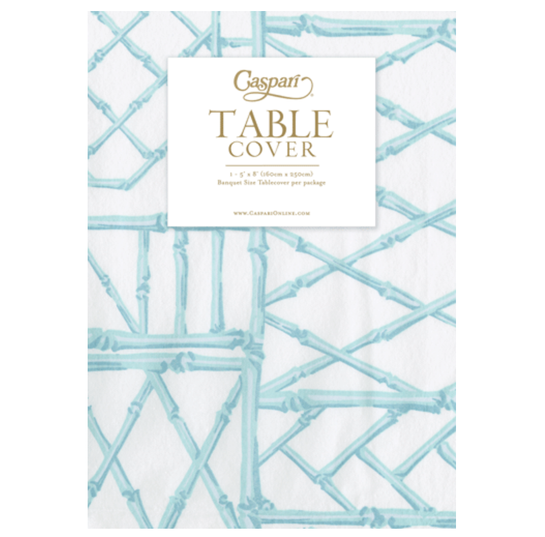 Caspari Paper Linen Bamboo Screen Robin's Egg Blue Tablecover