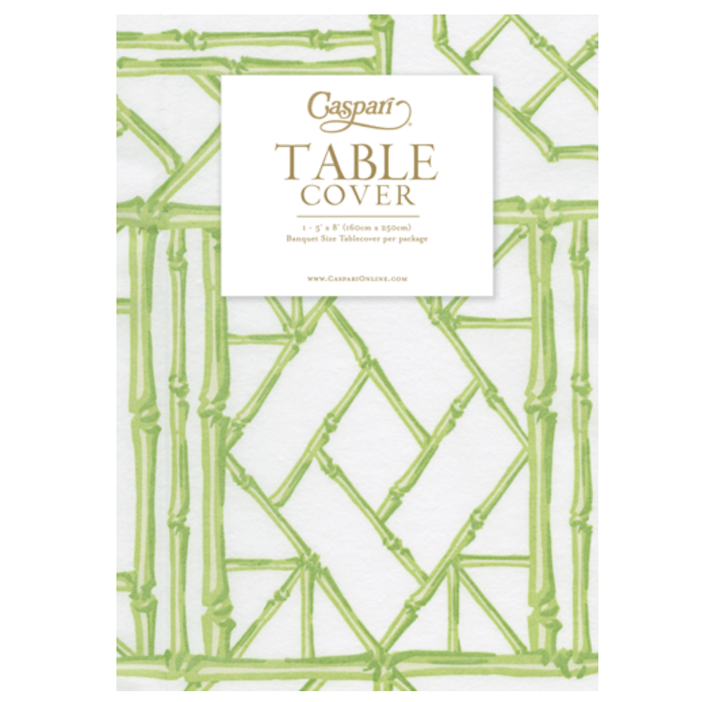 Caspari Paper Linen Bamboo Screen Moss Green Tablecover