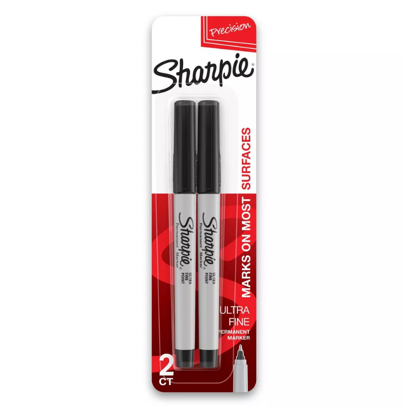Sharpie Black Ultra Fine Tip Permanent Markers – Black – 2 Pack